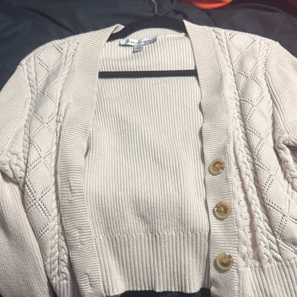 Forever New Beige Cable Knit Cardigan